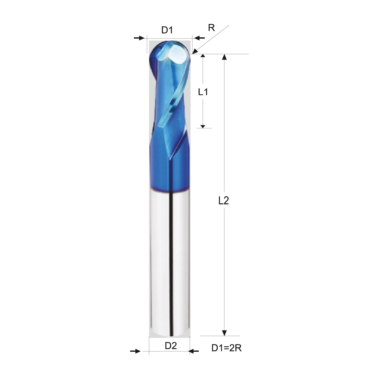 Starkmetall XBH2 - XBY Sert Küre Uçlu Karbür Parmak Freze (2 Ağızlı - HRC 65 - nACoB)