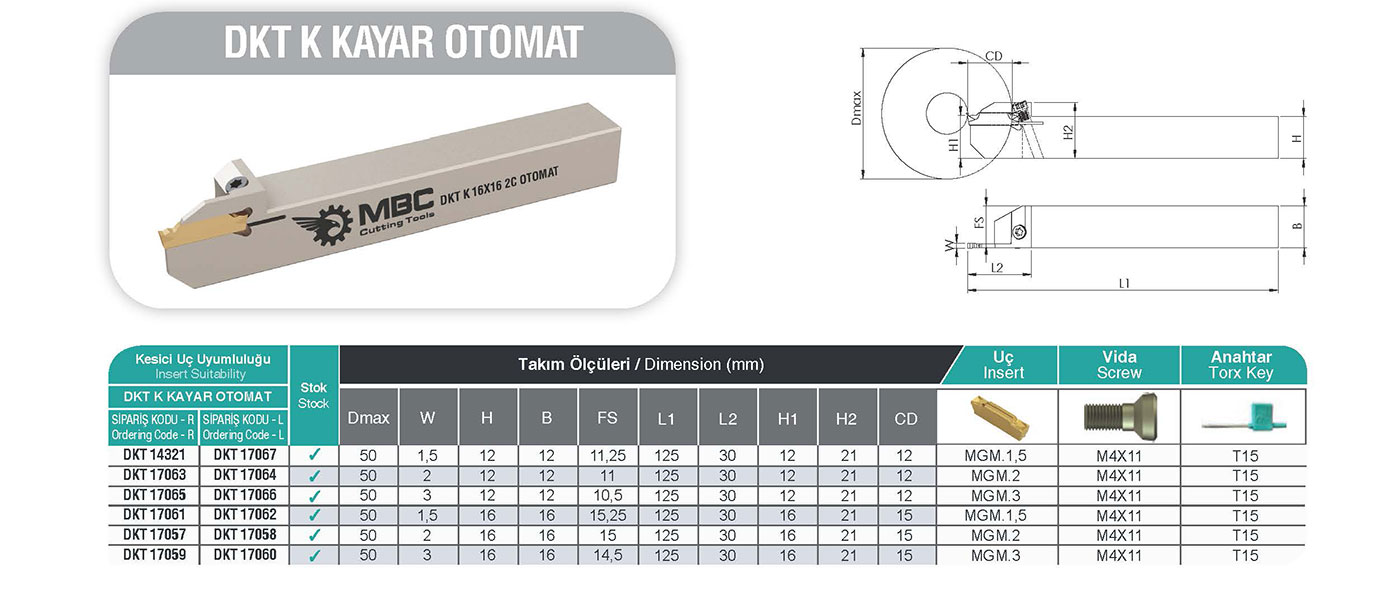 DKT K 16x16 Alın Dalma Kateri - Yüksek Performans