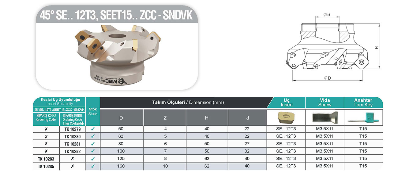 EM45 Freze Kafası - Yüksek Performanslı Kesim