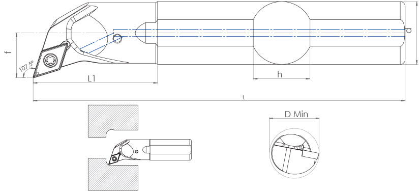S Sistem İç Çap Torna Takımları - A-SDQCR/L (107.5°)